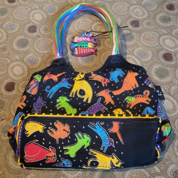Laurel Burch Dog Print Handbag Purse - Picture 3 of 5